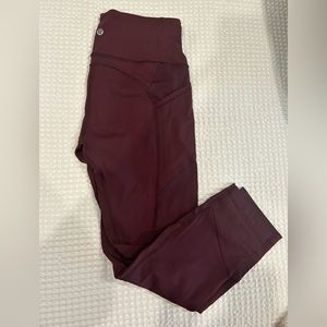 Lululemon fast and free crop size 8. Maroon